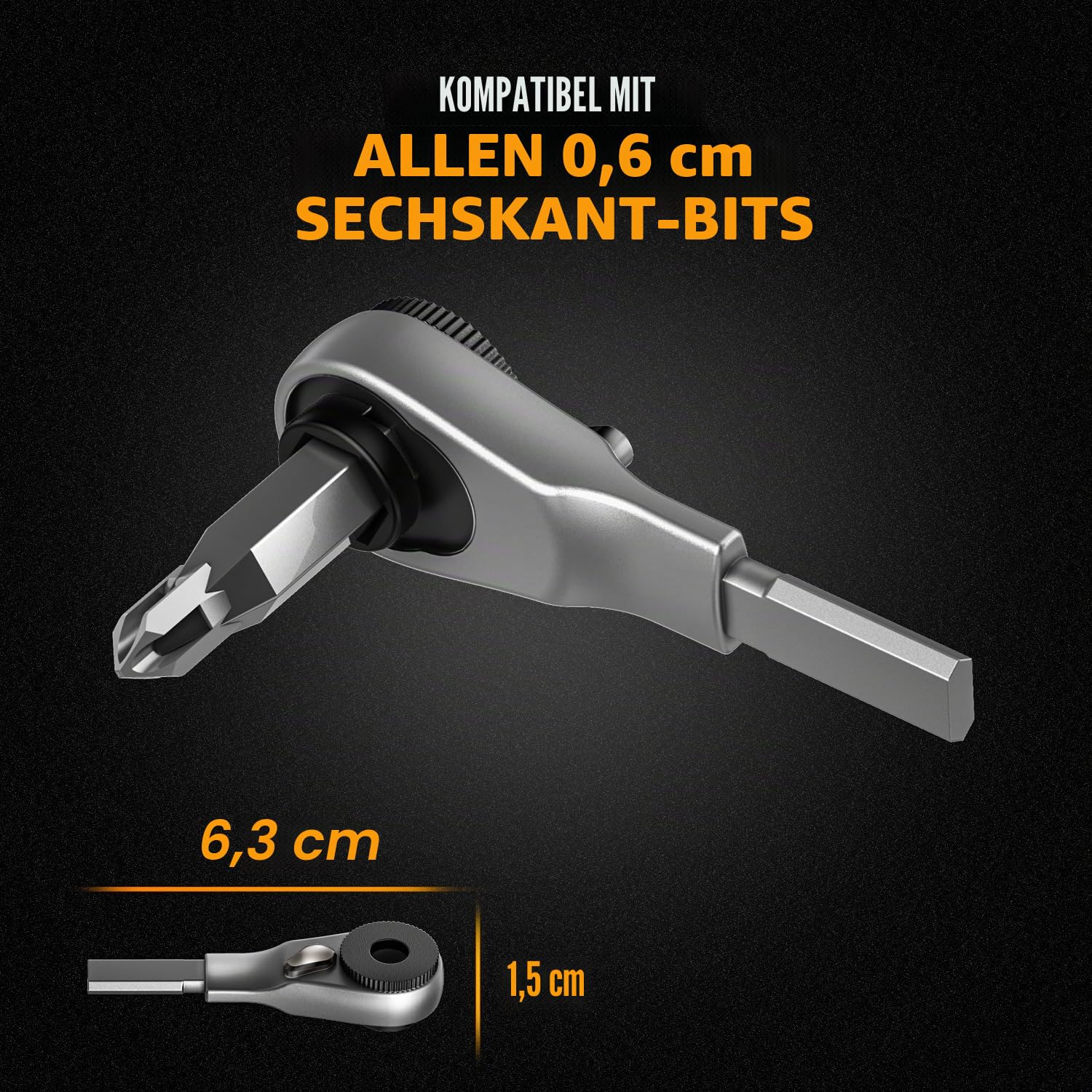 GALVANOX Ratschen- und Bitverlängerungs-Set mit flachem Ende für Multifunktionswerkzeuge, entworfen für den Einsatz mit Leatherman-Modellen (gebürstetes Silber) (EDC Zubehör, 2-teiliges Set)