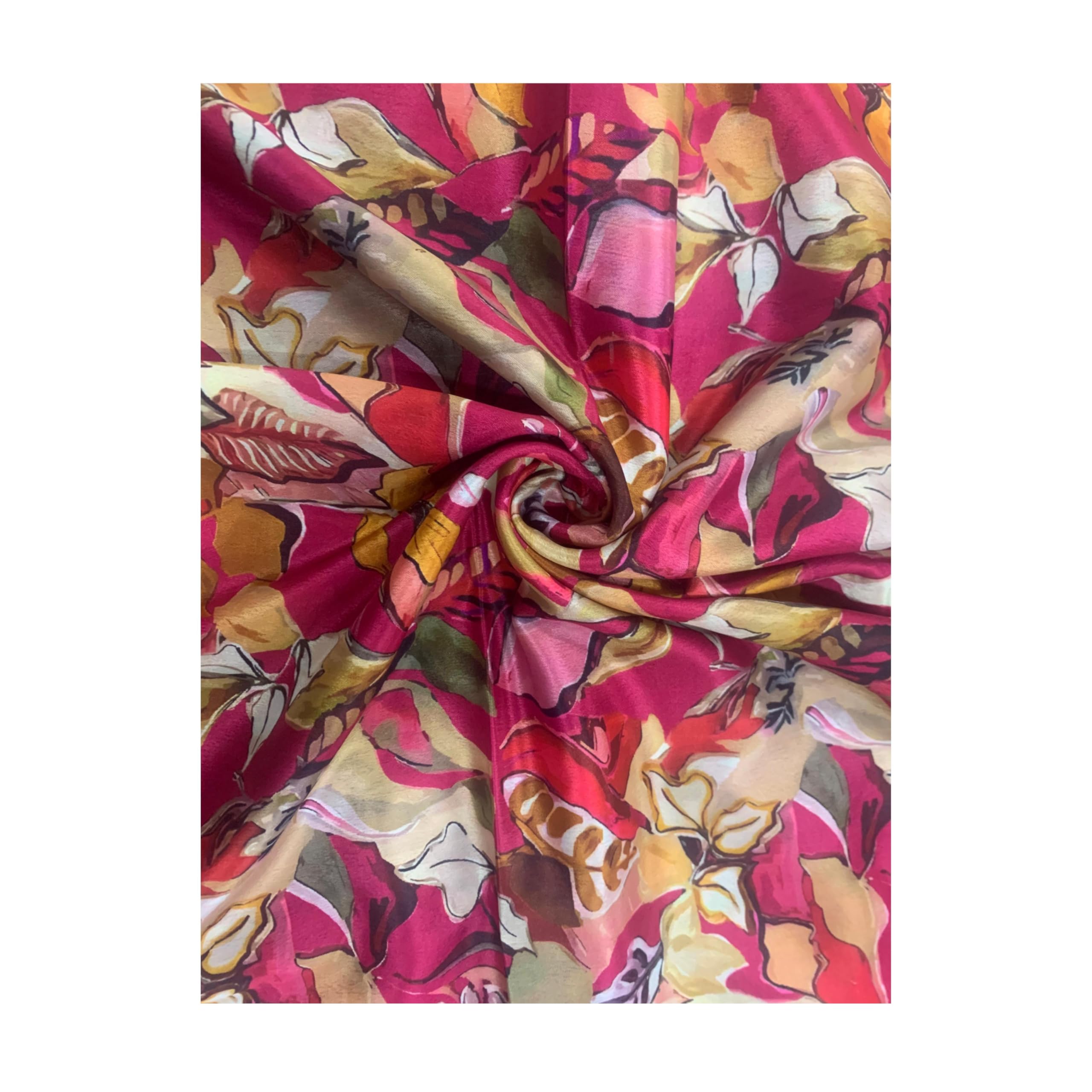 Digital Printed Fabric Dress Material – 5.5 Meter Length, 44 Inch Width | Soft Floral Print Fabric for Kurti, Saree, Dupatta, Gown, Blouse Material for Women (Rani)-image-11