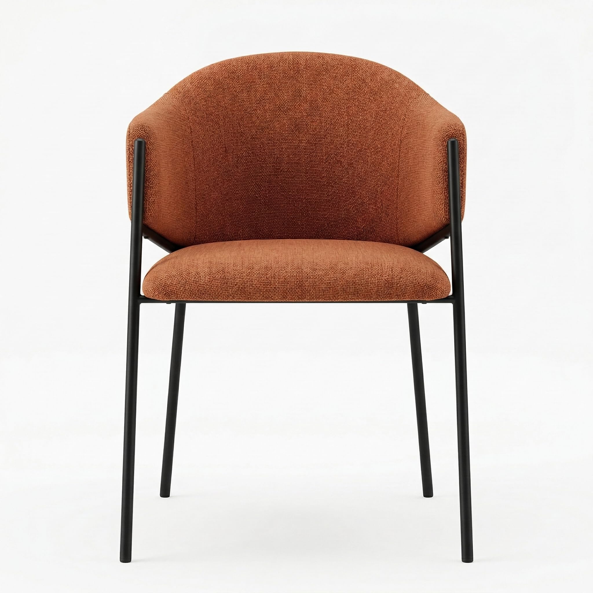 Cribel LUNIA Set di 2 Poltrone Moderne Imbottite Ruggine in Tessuto Aragon, Schienale Avvolgente con Braccioli Integrati e Gambe Nere in Metallo 52x60x78 cm