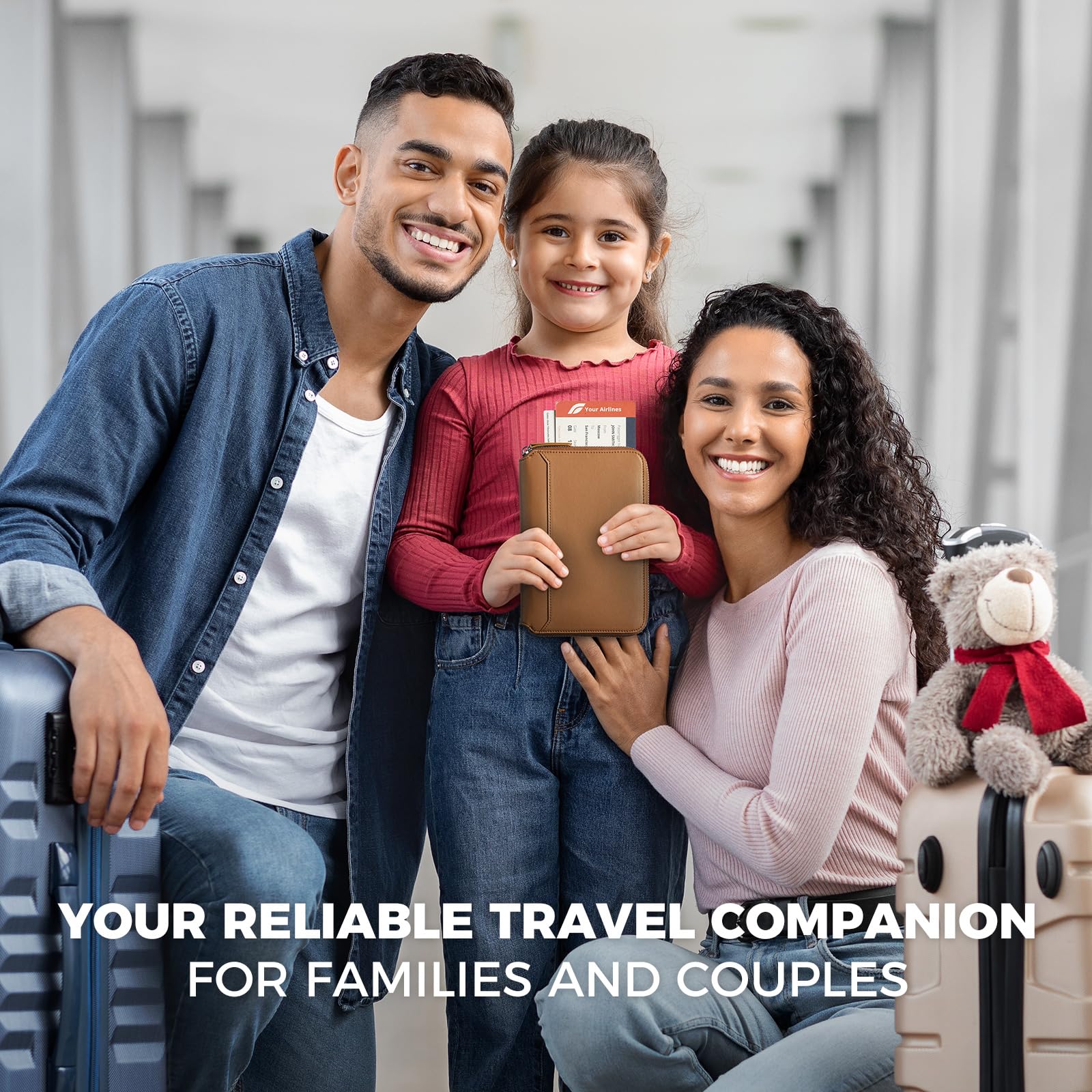 VULKIT Étui de Passeport Familial en Cuir pour 4 à 6 passeports, Organiseur de Documents Haut de Gamme, Grand Portefeuille de Voyage pour Couples et familles