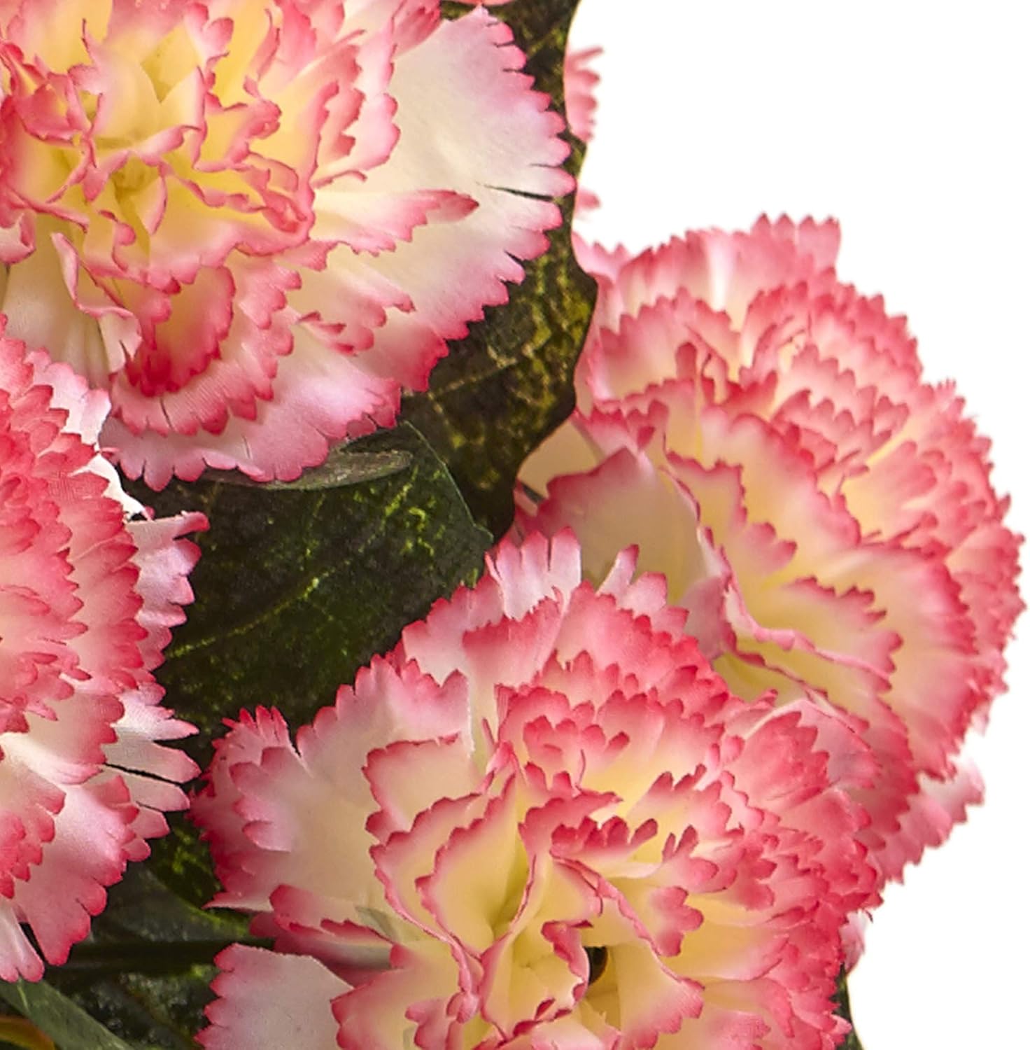 Nearly Natural Carnation Arrangement with Vase, Cream Pink