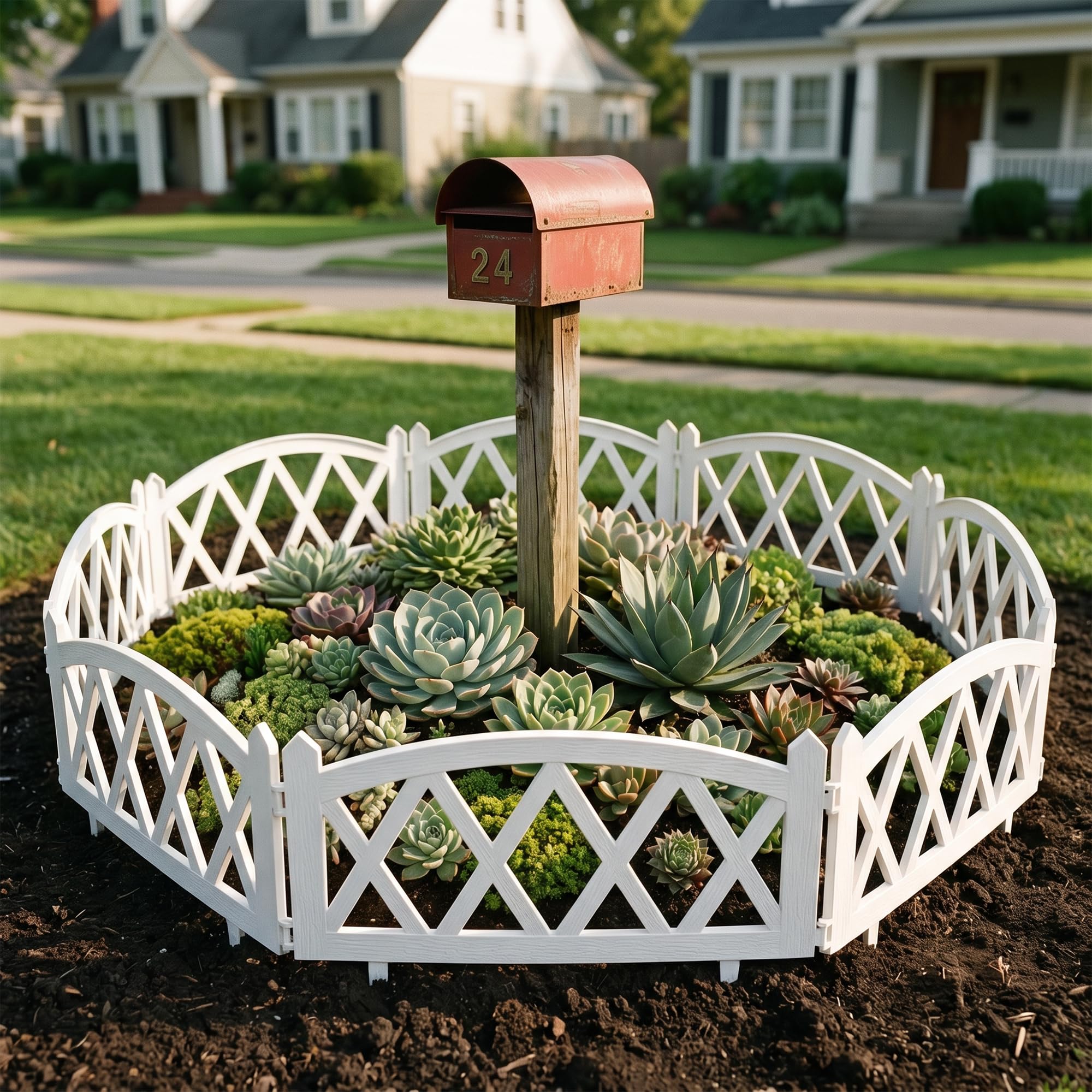 Worth white plastic picket garden fence