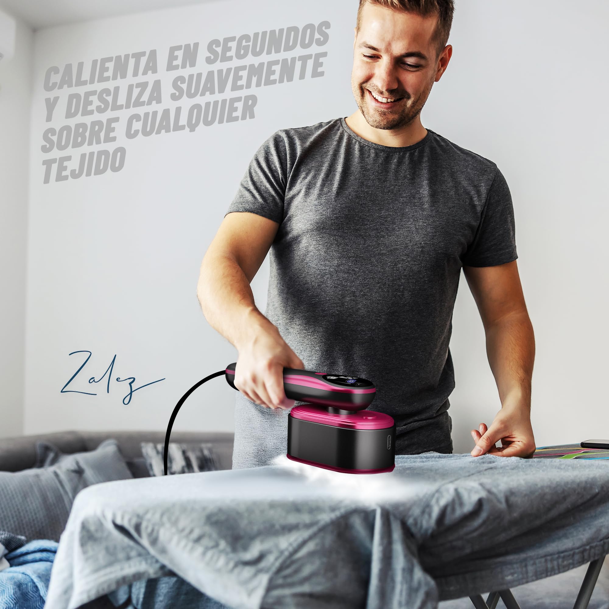 ZALEZ - Plancha Vertical 2 en 1 - Plancha de Vapor Vertical 1200 W - Vaporizador de Mano para Ropa - Centro de Planchado Vertical con 4 Modos de Vapor - Ferro a Vapor Vertical - Ideal para Viaje.