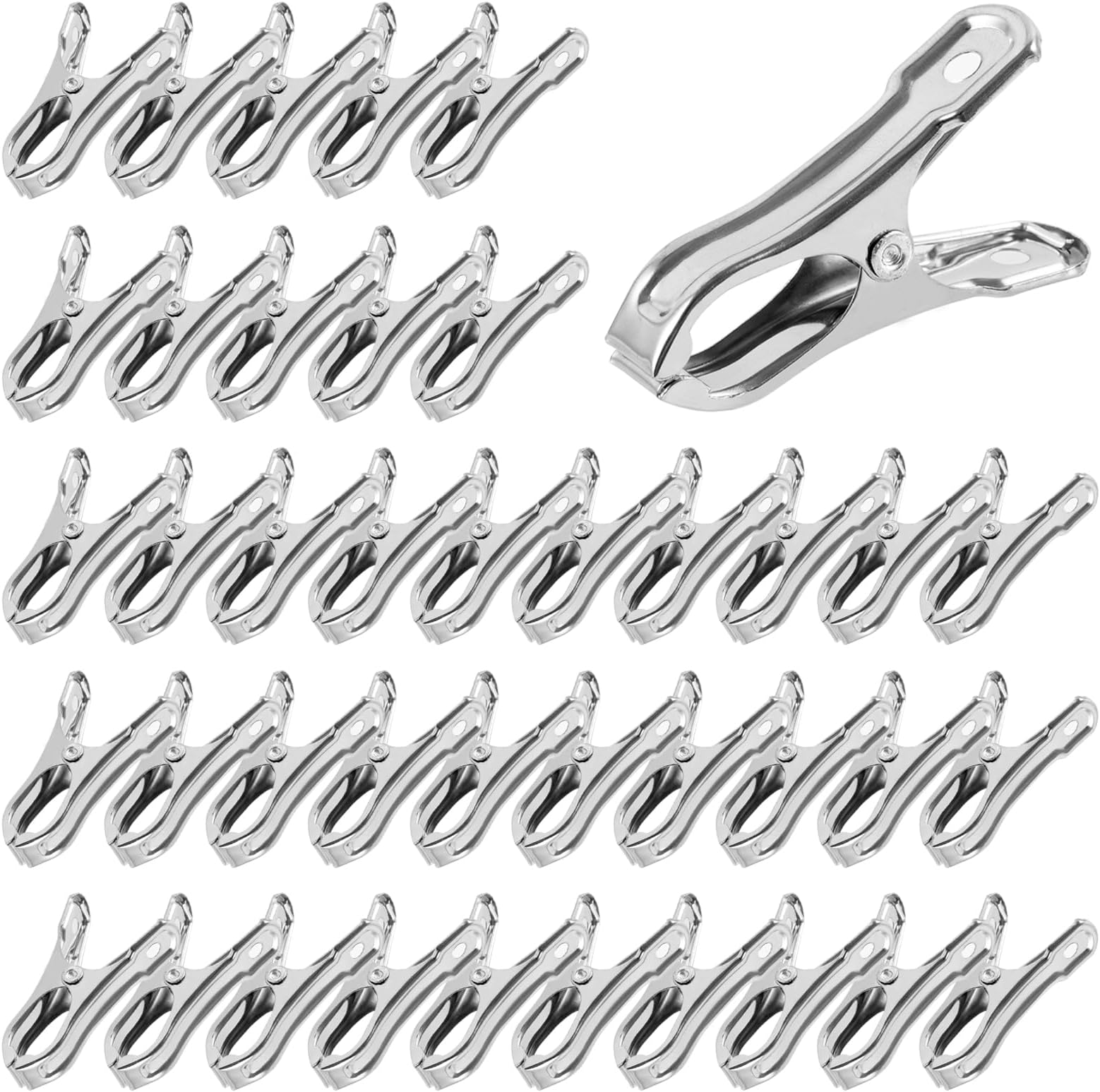 PAMASE 40Pcs Large Open Stainless Steel Garden Clips