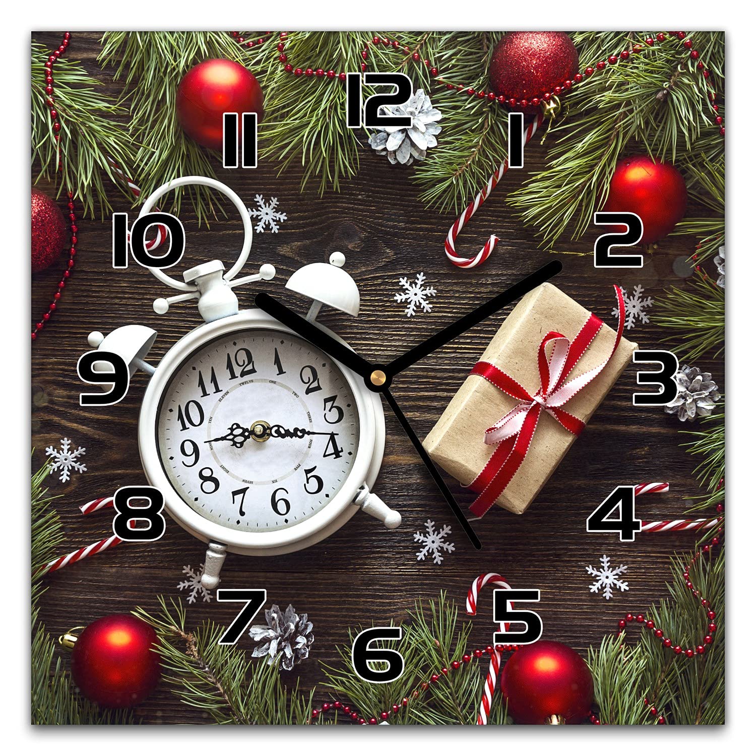 Horloge murale Noël Coloray 30x30 cm incluant coffrets cadeaux et boîtiers festifs