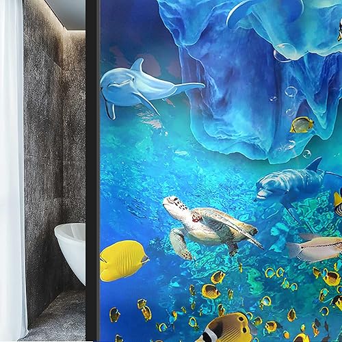 Ocean Decor Collection - Lámina decorativa para ventana, privacidad, control de calor, anti UV, para oficina y hogar, 35.4 pulgadas de largo x 78.7