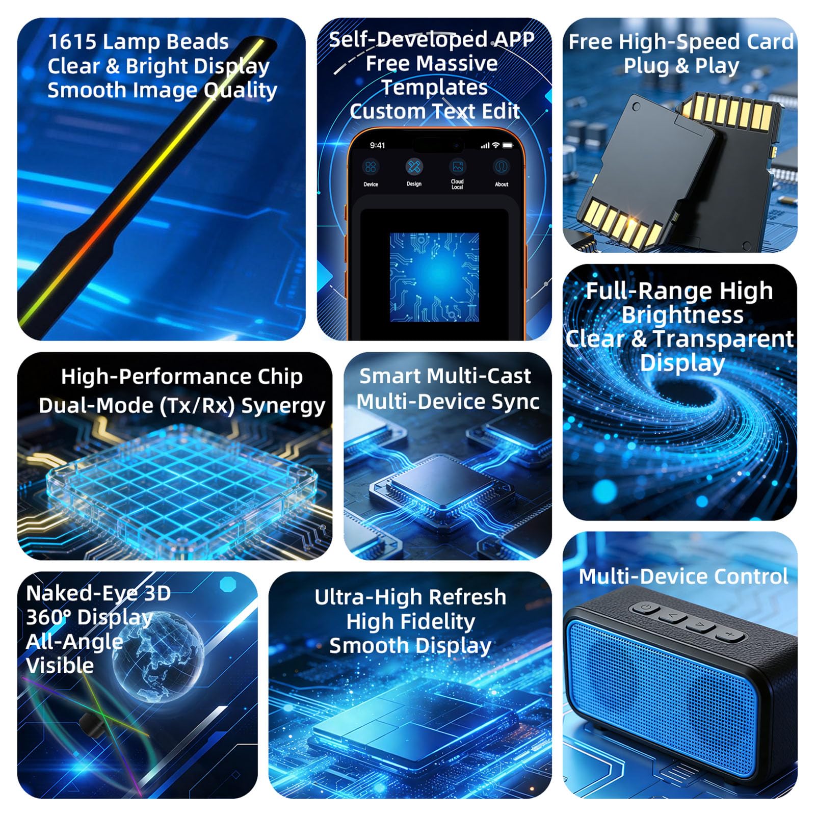 Cuifati Ventola con Ologramma 3D, Proiettore Olografico a LED da 23,6" con Risoluzione 2000x1404, Ventola per Display Pubblicitario a 4 Pale con Telecomando WiFi APP per Negozio Al (Spina europea)