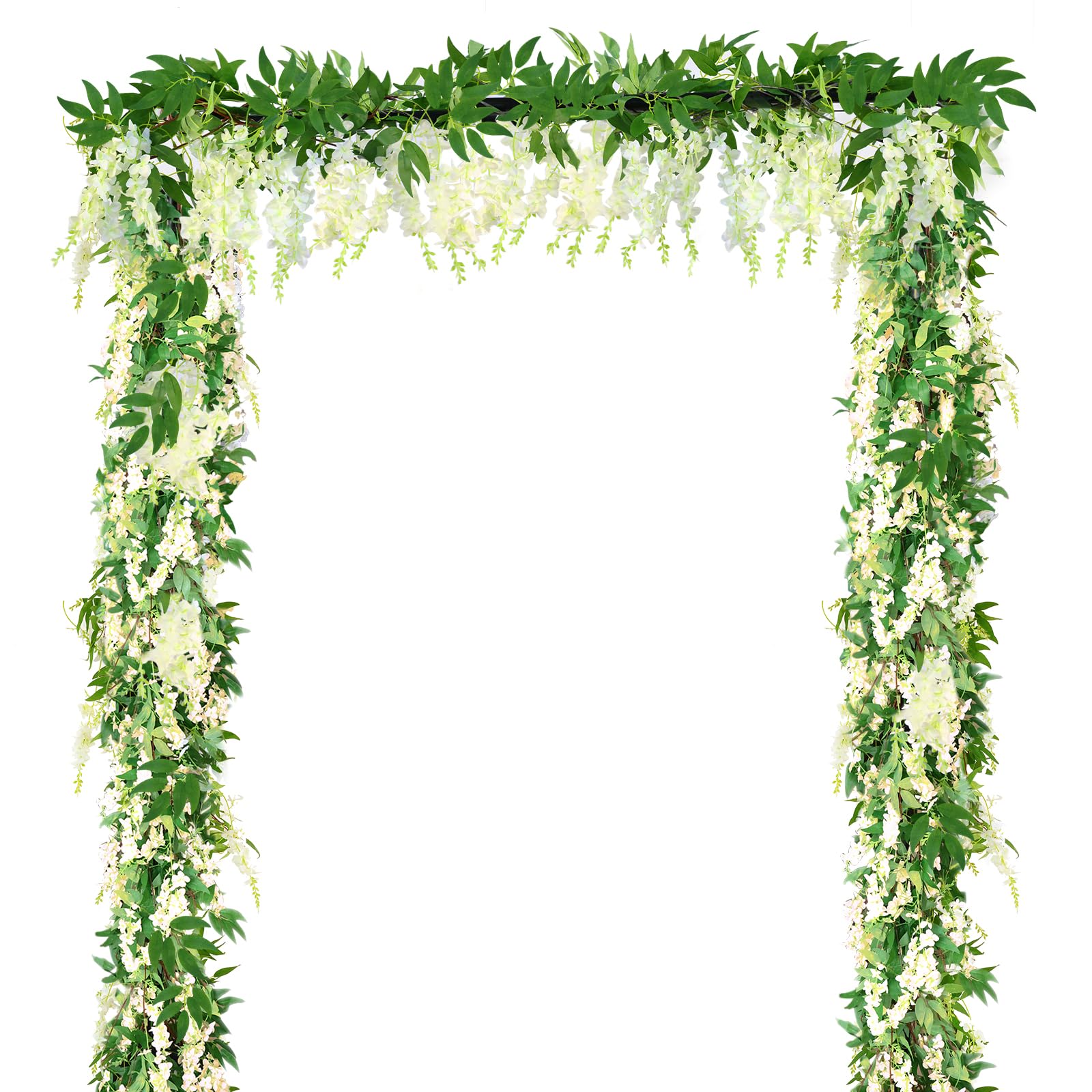 CEWOR 5 Pack 33FT Wisteria Hanging Flowers Garland, Artificial White Floral Garland, Wedding Arch Flowers Fake Vines for Garden Party