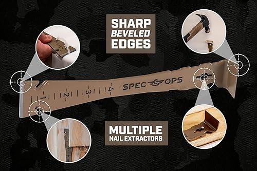 Miniatura 4 de Spec Ops Tools - Barra de corte de 9.5 pulgadas, barra de palanca, acero de resorte de alto carbono, regla y barra de palanca integradas, bordes