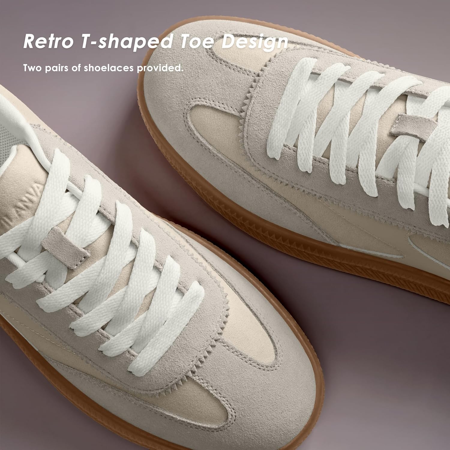 Vilanva Women's Fashion Sneakers Casual Tennis Shoes with Genuine Suede Classic Retro Gum Sole Walking Trendy Footwear - Image 5