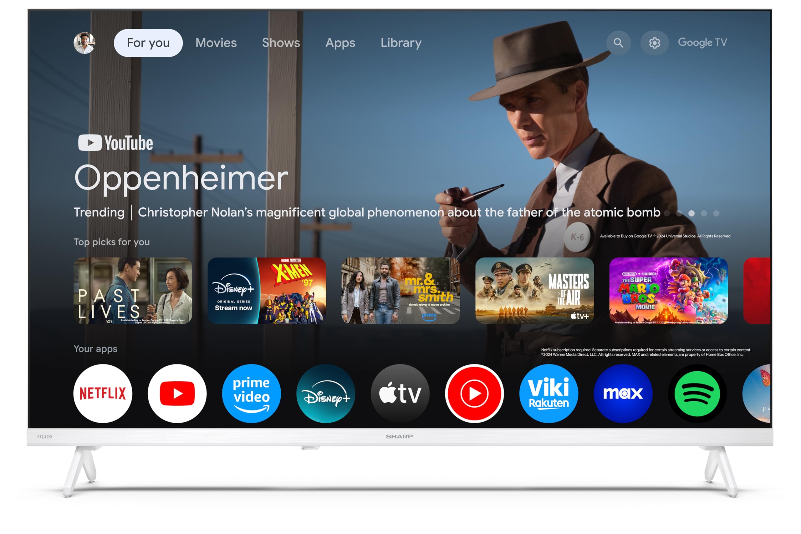 Sharp 32HF2365EW - GOOGLE TV, 32" HD,FRAMELESS,60Hz, Sonido 2x3W,HDMIx3,USBx2,USB, Colore bianco