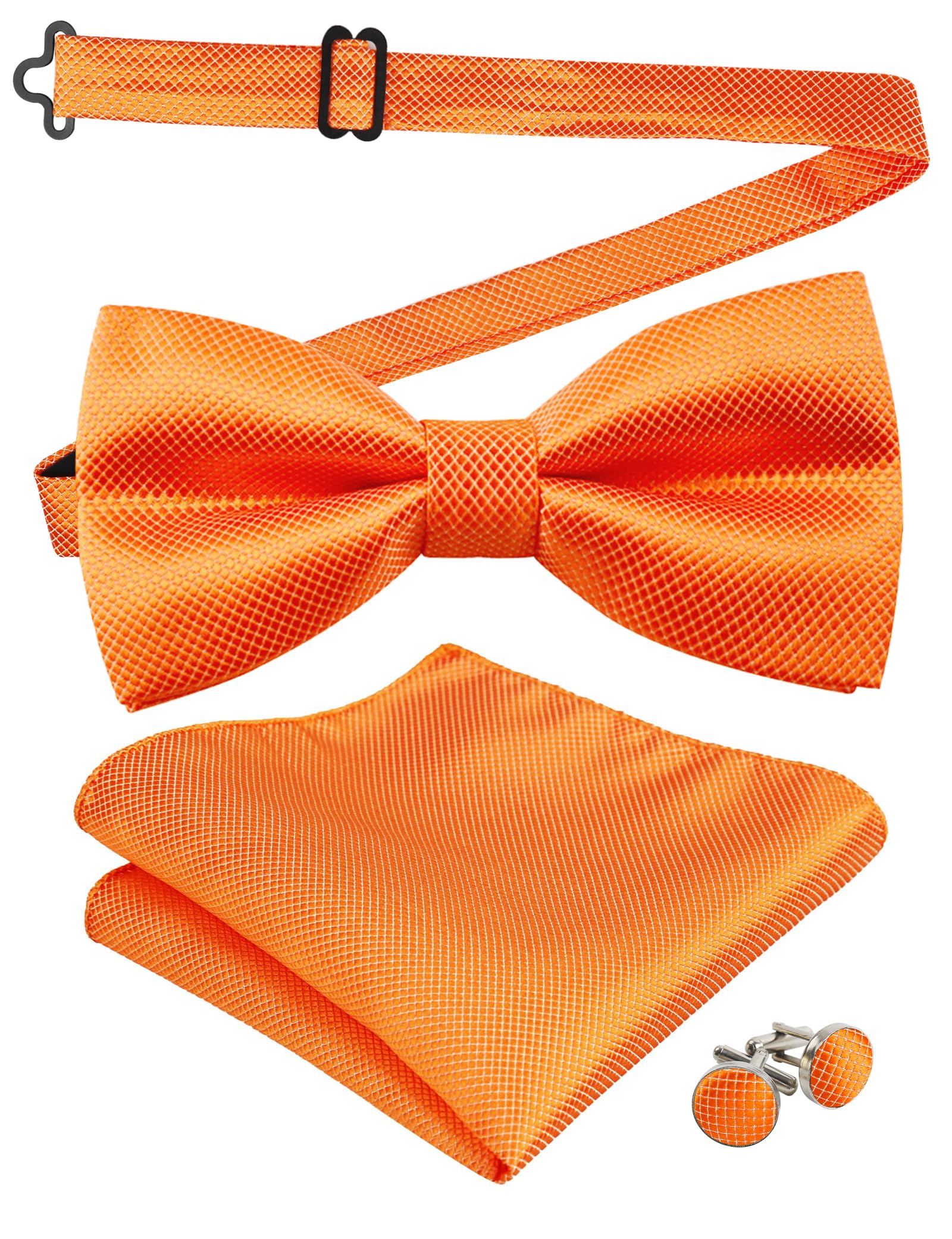 Alizeal Mens Party Bow Tie, Hanky and Cufflinks Set, Orange