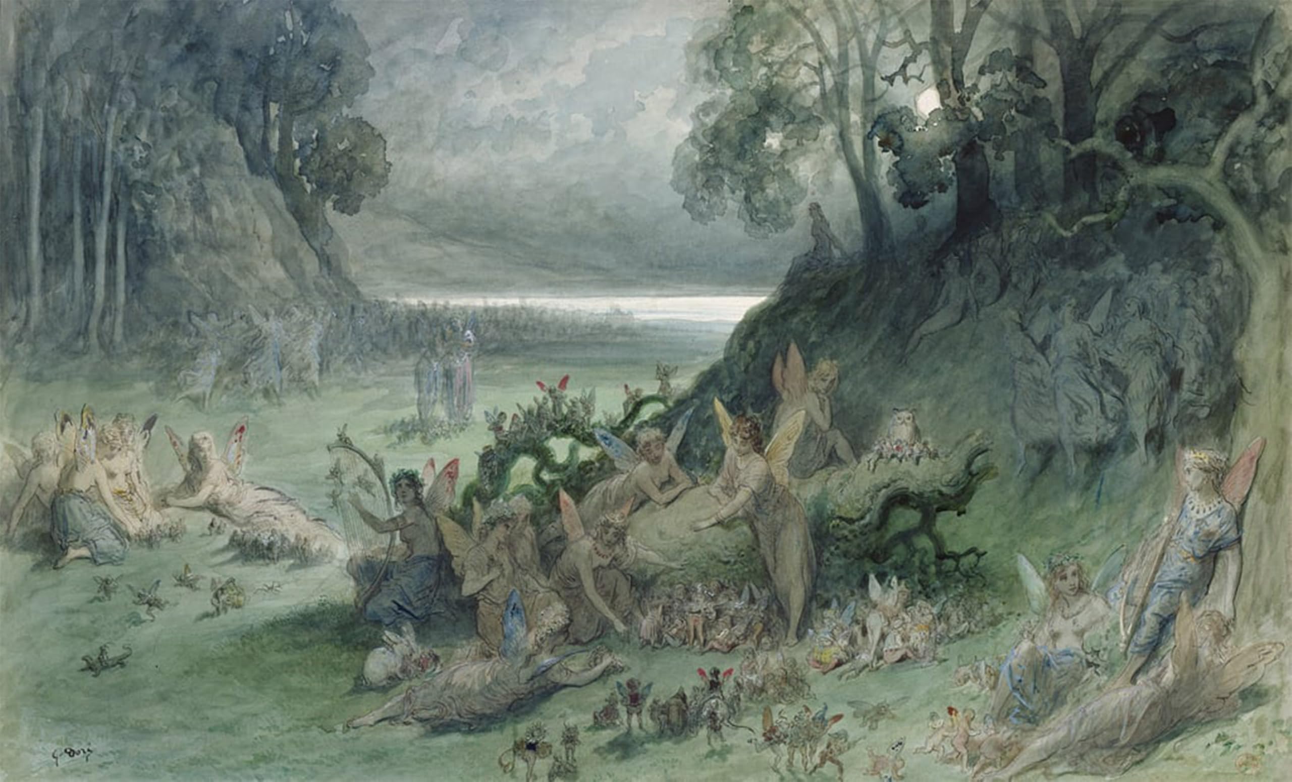 POSTERIIk Famous Animal Posters Vintage Picture the Fairy Festival by Gustave Dore Modern Wall Decor for Home Decor 60x90cm