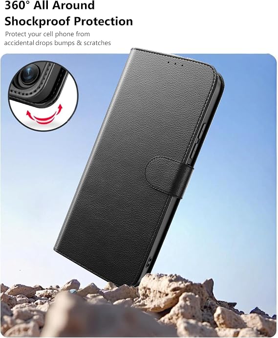 For Samsung Galaxy A12 Case Leather Wallet Book Flip Stand View Phone Cover with Card Holder Slots Compatible with Galaxy A12 5G (Black)