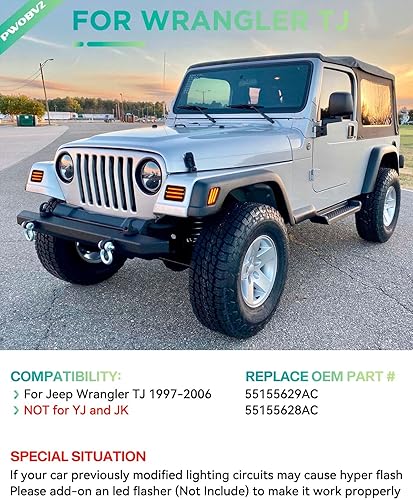 Miniatura 7 de Switchback - Luces LED de señal de giro para Jeep Wrangler TJ 1997-2006, 4 unidades de lentes ahumadas secuenciales ámbar blanco estacionamiento DRL