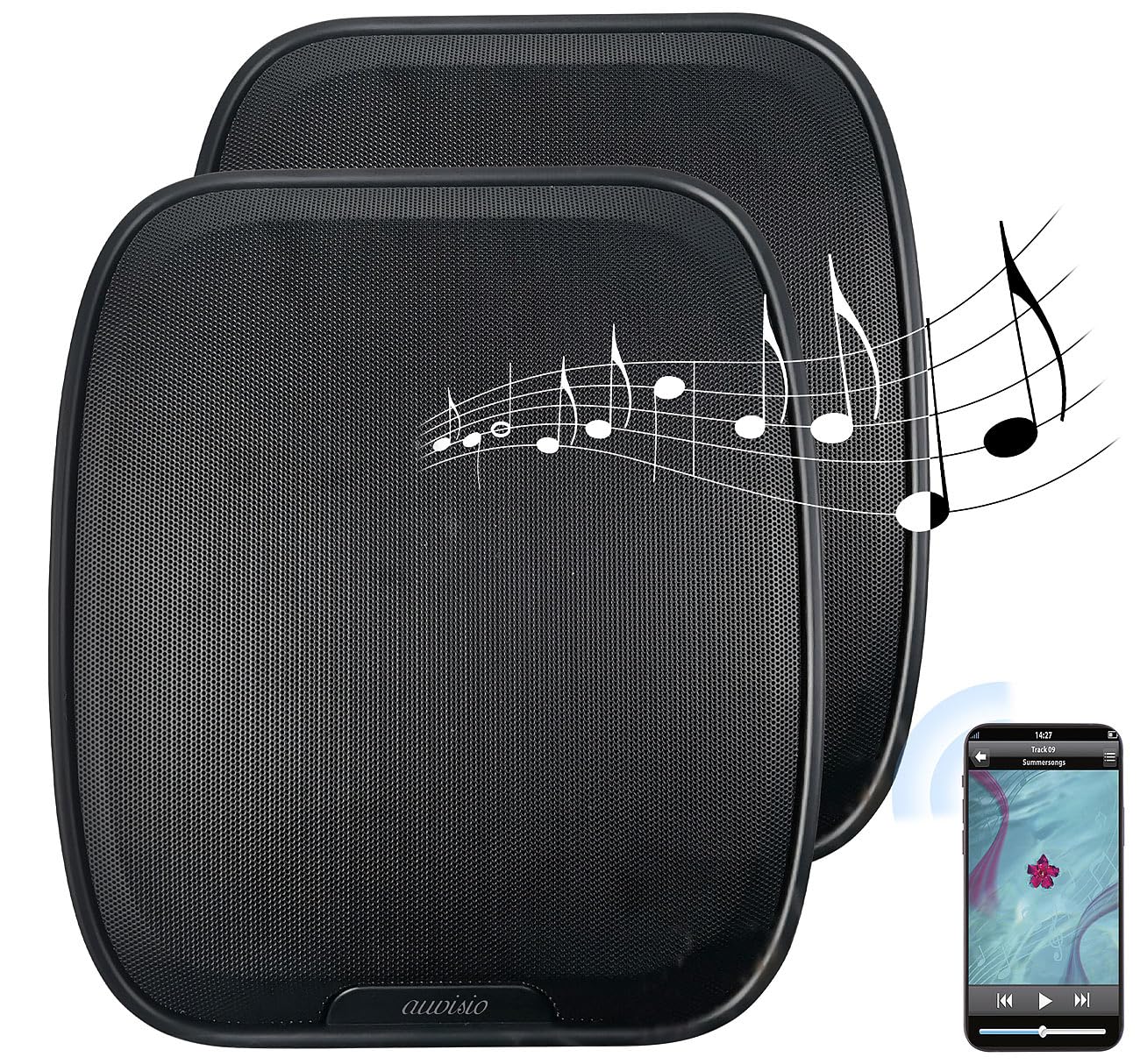Auvisio 2er-Set Aktive Stereo-Wandlautsprecher Mit Akku, BT 5.3 & FM-Radio