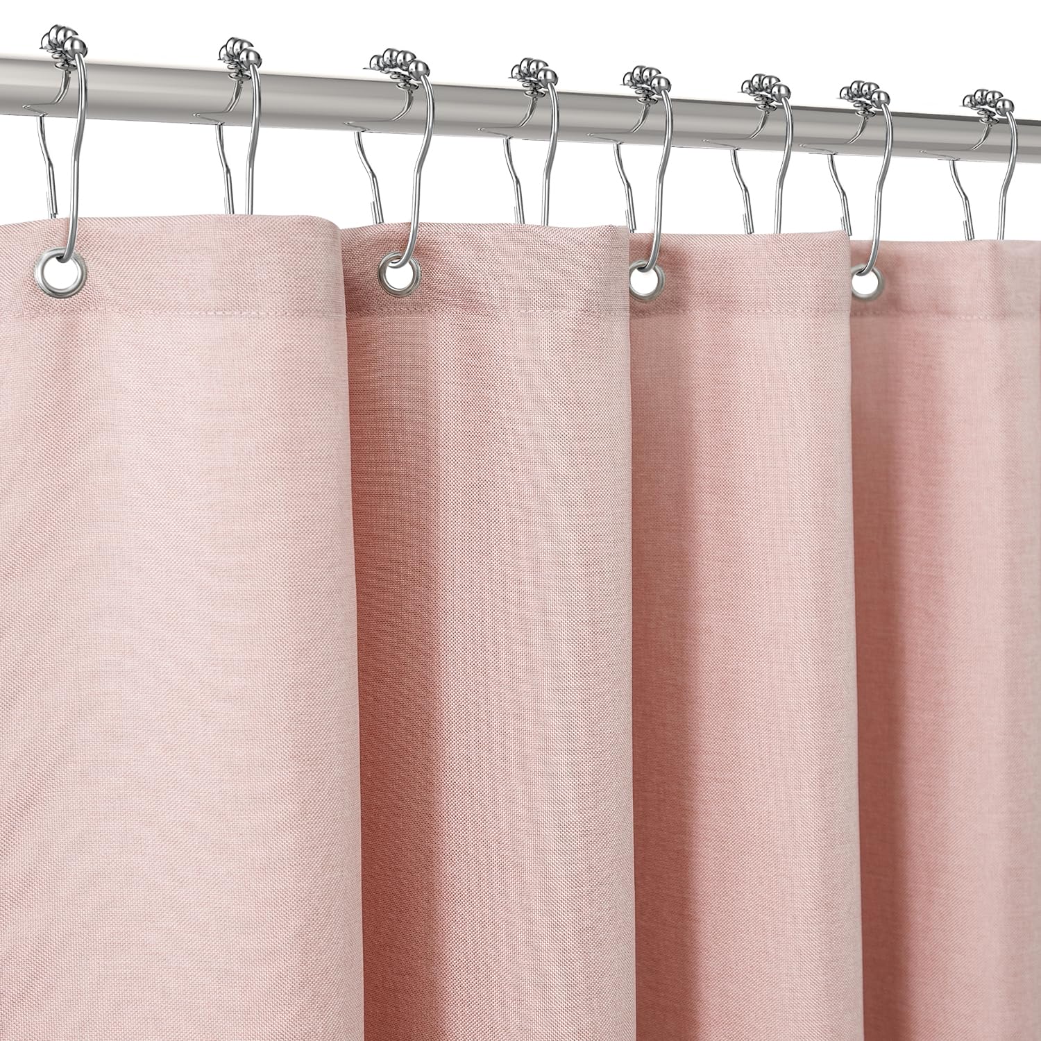 Shower Curtain for Bathroom with Metal Hooks Linen Fabric Shower Curtain Heavy Duty Bath Curtain for Wet Room Bathtub Shower Stall Hotel Quality
