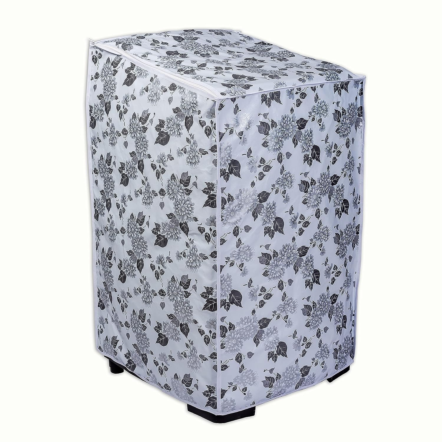 Housse pour machine à laver à charge supérieure adaptée pour 7 kg, 7,2 kg, 7,5 kg, 8 kg (56 cm x 56 cm x 88 cm), moitié blanche et grise