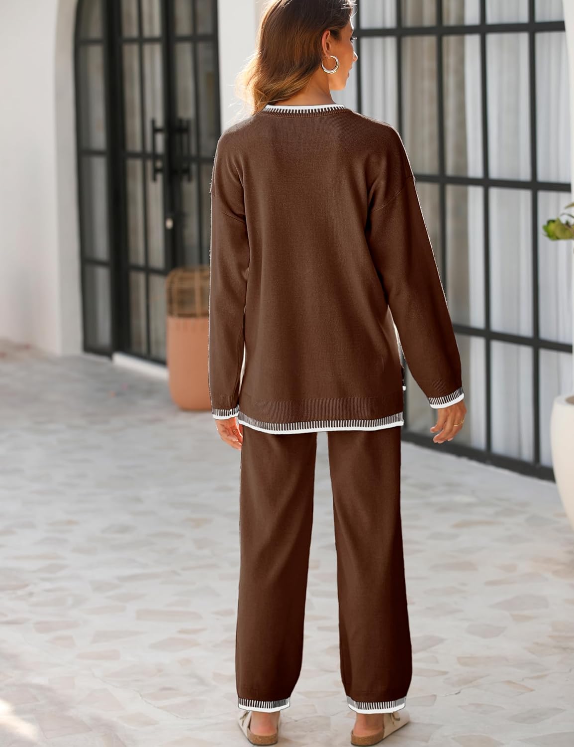 Tanming Women's Sweater Sets 2 Piece Outfits Knitted Pullover Jumper and Wide Leg Pants Tracksuit - Image 3