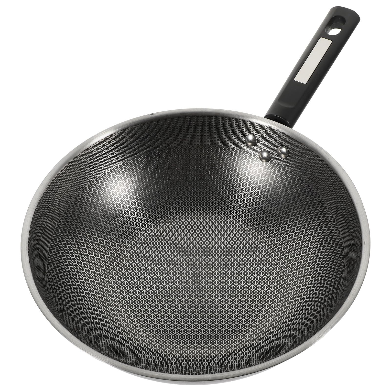 Amosfun Padella Rivestimento Antiaderente in Acciaio Inossidabile Distribuzione Calore Uniforme Fondo Piatto a Nido D'ape e Manico Antiscivolo per Cucina Induzione