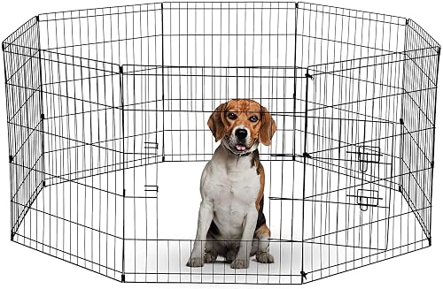 Corralito de 8 Paneles Estilo Perrito Adecuado para Perros, Cachorros, Gatos y Conejos, Plegable