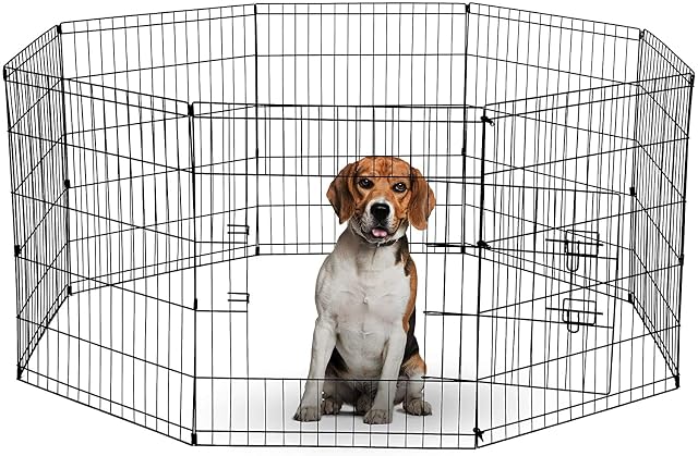 Corralito de 8 Paneles Estilo Perrito Adecuado para Perros, Cachorros, Gatos y Conejos, Plegable