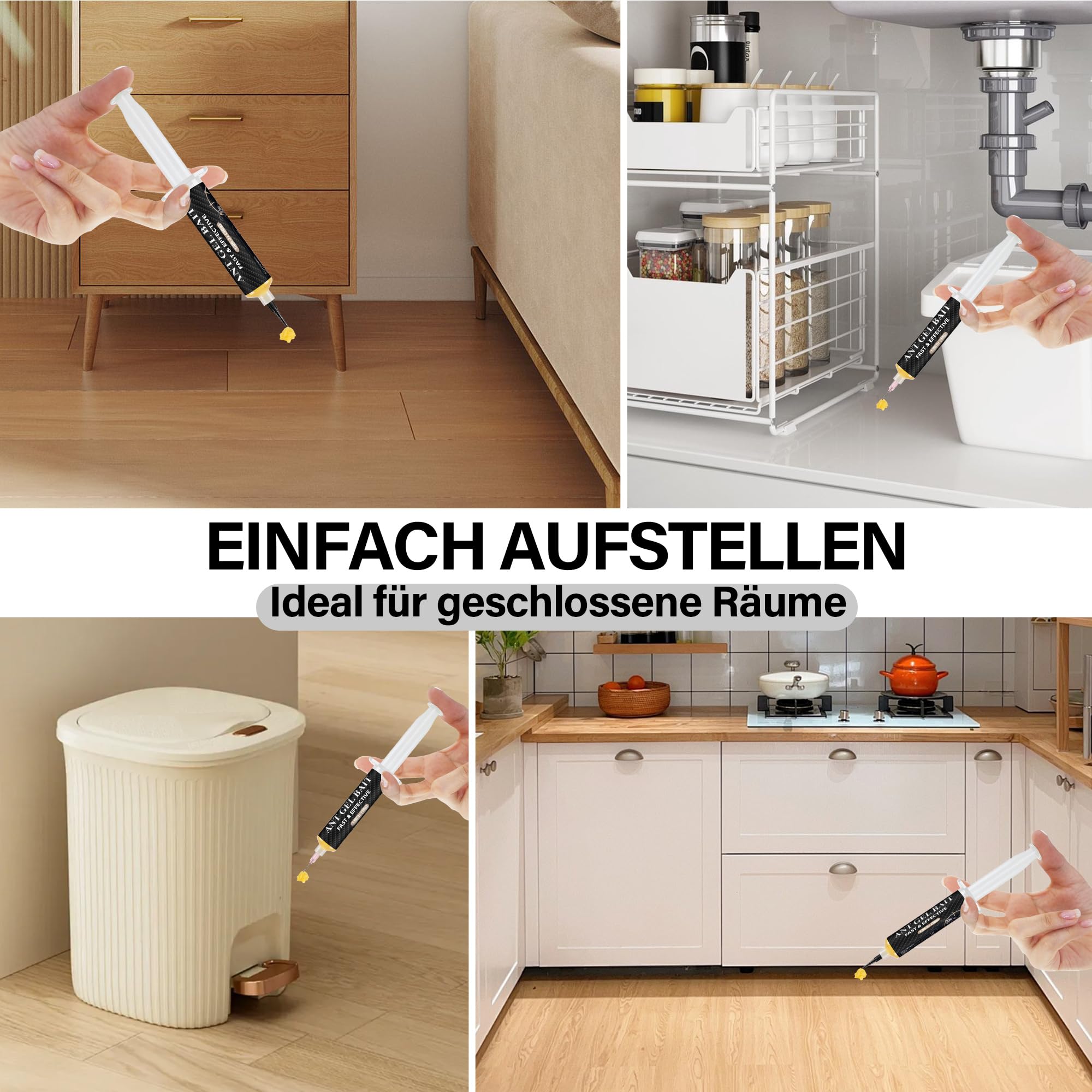 4 Stück Ameisen-Boxen-Gel für Effektive in Innenräumen, 4 * 30G Ameisenköderdose Geruchslos, Sicher für Kinder & Haustiere