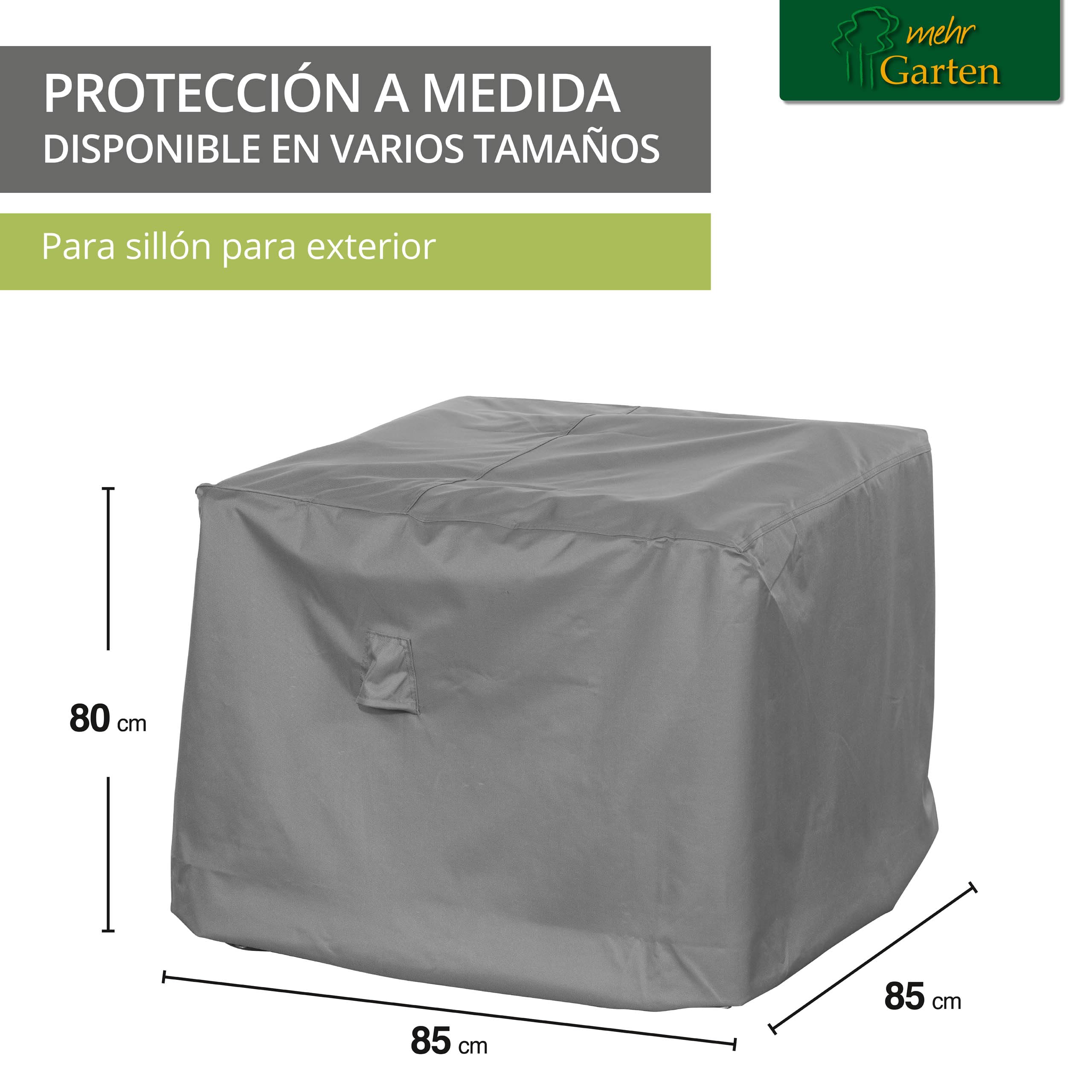 Funda protectora para tumbona de jardín | 85 x 85 x 80 cm | Poliéster tejido Oxford 600D, color: gris