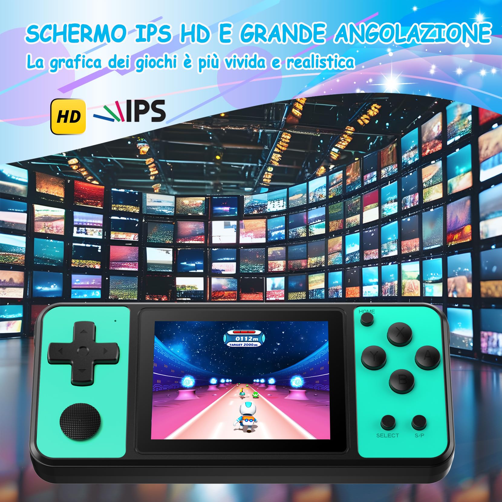 Console Portatile Gaming per Bambini con 139 Videogiochi Retrò, Sistema di Gioco con Schermo IPS 3.0" e Batteria Ricaricabile, Giochi da Viaggio Regalo per Bambini Bambine dai 4-13 (Verde)