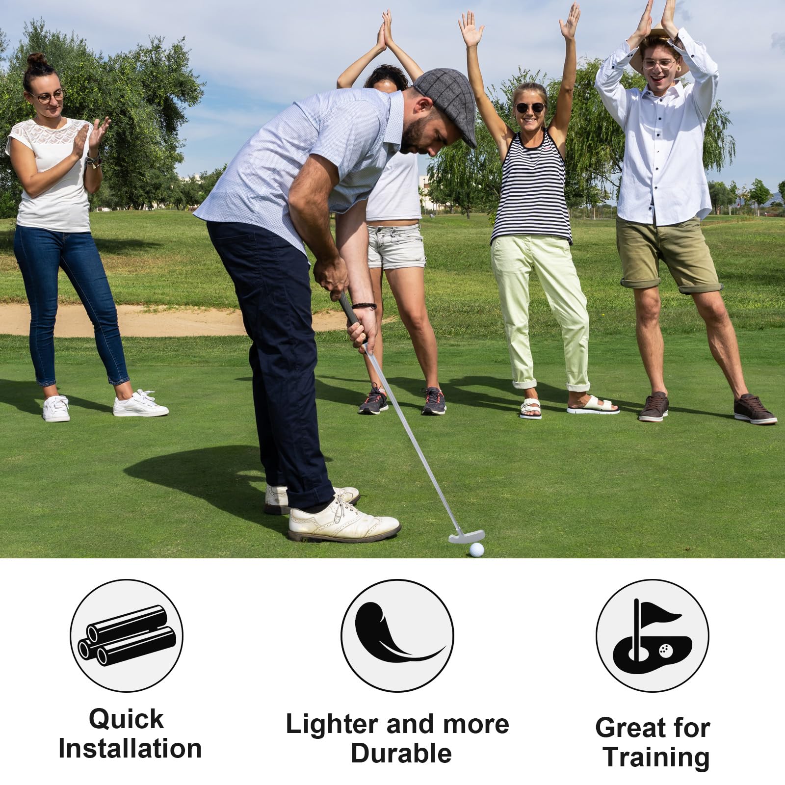 Putter de golf bidireccional para jóvenes principiantes 33 pulgadas con 2 pelotas de golf
