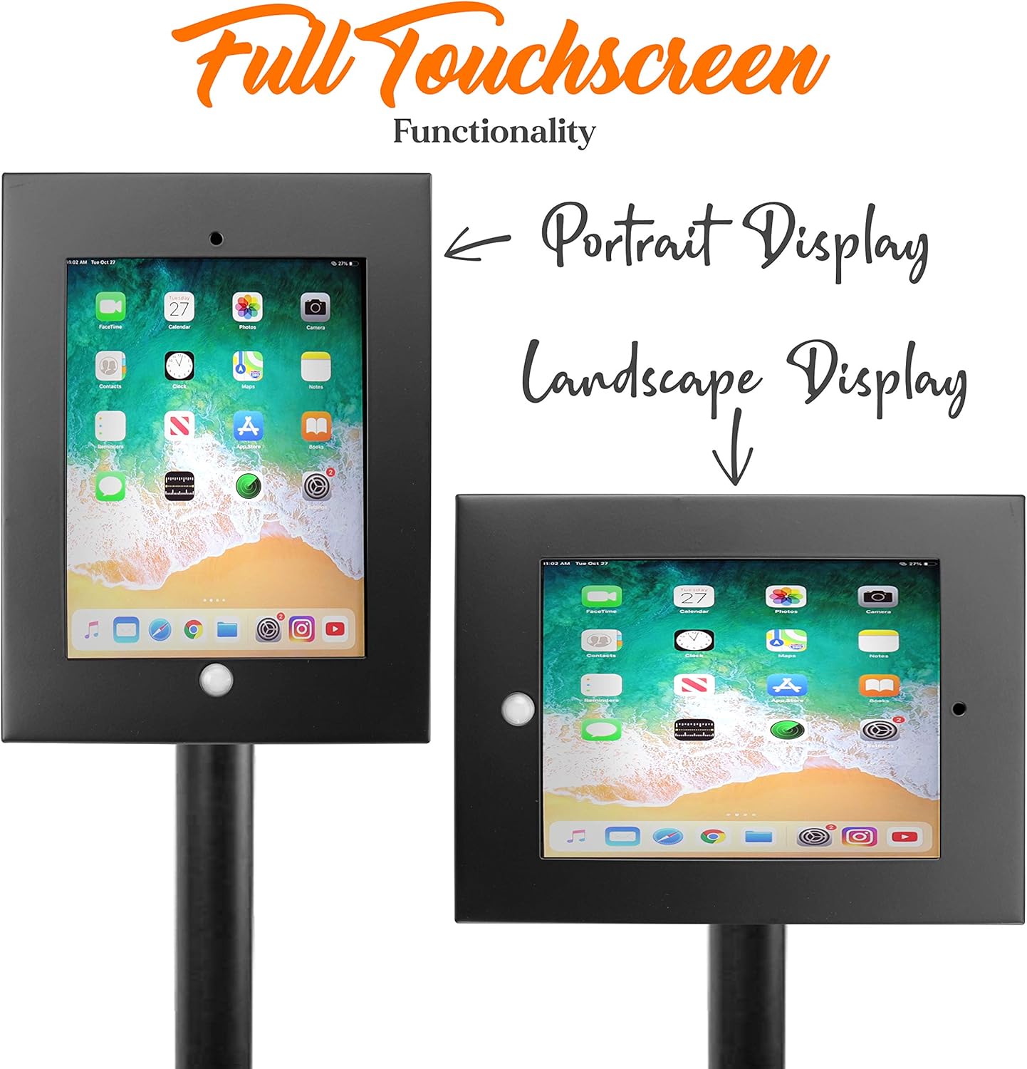 Pyle Anti-Theft Tablet Security Stand Kiosk - Heavy Duty Aluminum Metal Floor Standing Mount Tablet Case Holder Display w/ 37.80 Inch Pole Height, Designed for iPad 2 3 4 Air Tablets -PSPADLK45 Black