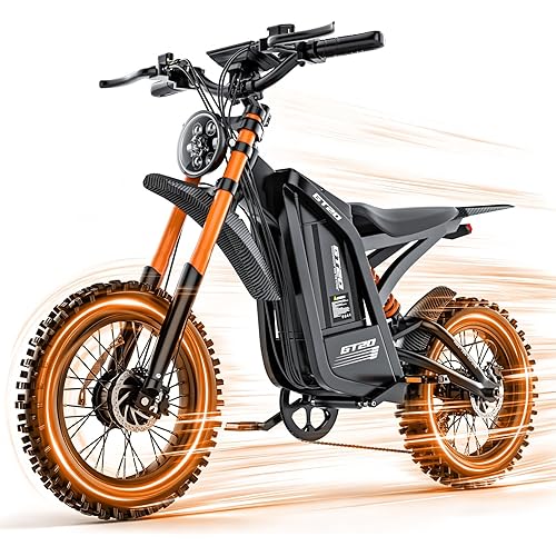 Electric Dirt Bike for Adults Teens, 6000W Peak Dual Motor, 40 MPH 100 Miles, Electric Motorcycle with 48V 30AH Battery, 20" Off-Road E-bike, Hydraulic Brakes NFC Unlock 45°Slope Full Suspension