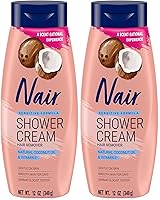 Vista 12 de Nair Crema Depilatoria para la Ducha para Piel Sensible con Aceite de Coco Natural y Vitamina E, Crema Depilatoria Corporal, 12 oz