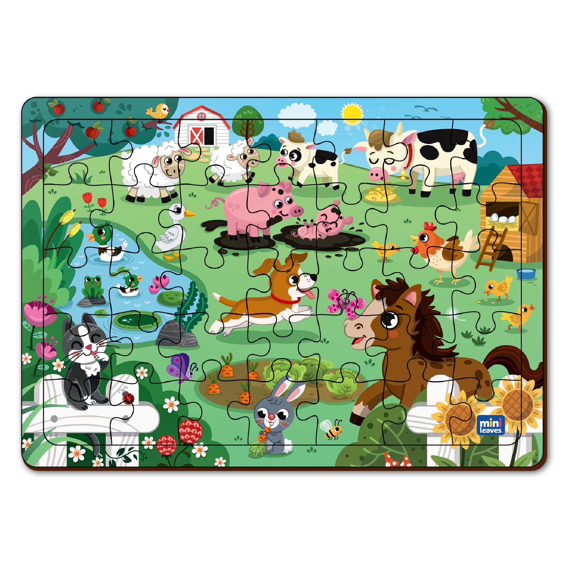 Mini Leaves Farmyard Animals Wooden Jigsaw Puzzles | Eco-Friendly Wooden Toy | Different Theme Puzzle with Wooden Tray | Puzzle Set for Kids (Multicolor, 35 Pieces) (B091BCR4WT) Amazon Price History, Amazon Price Tracker