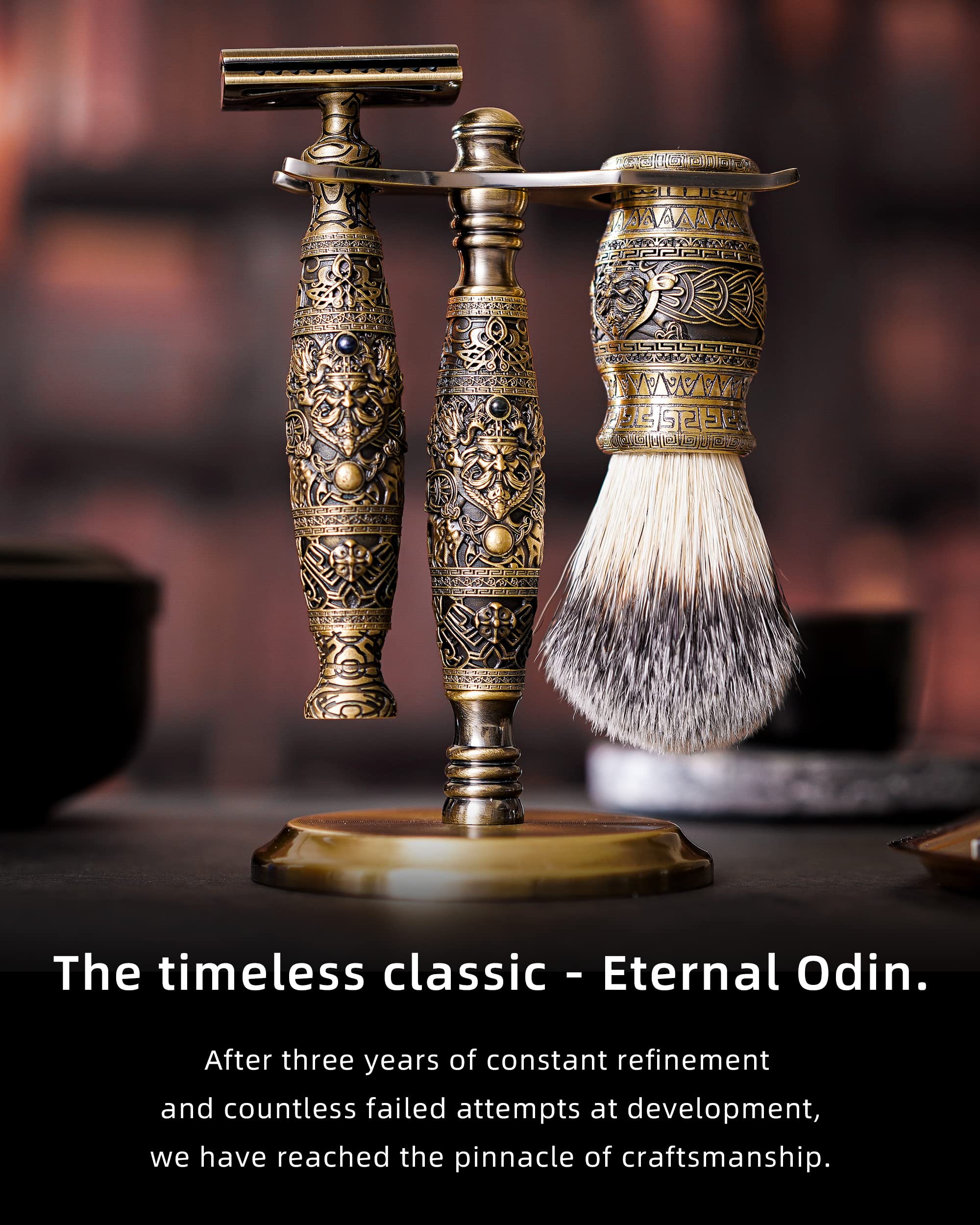 FREED Odin?Double Edge Safety Razor,The Ultimate Tool with a Unique Design,Exquisite Engravings with Natural Blue Sapphires,Perfectly engraved handle using etching techniquehandle for the Best Grip