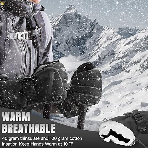 Miniatura 3 de BOSONER Guantes de esquí y snowboard, guantes impermeables de invierno, guantes de nieve para pantalla táctil para clima frío, para hombres,