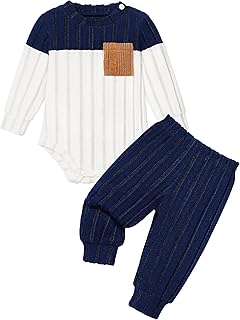 Cozy Baby Boy Color Block Ribbed Knitted 2PCS Outfit (0-12M)