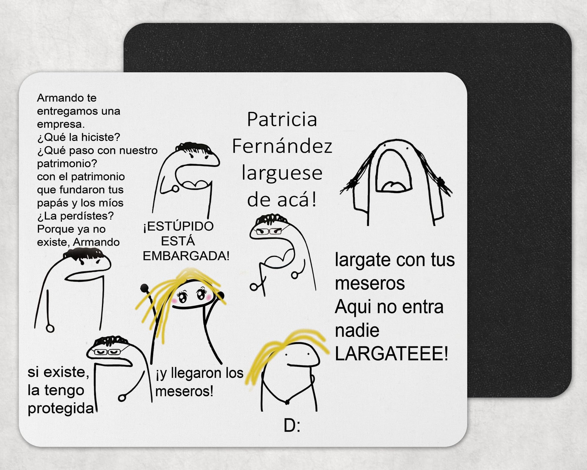 Betty la FEA Mousepad flork- Spanish Language Meme Mouse Pad, Funny Office Desk Accessory, Black and White Design