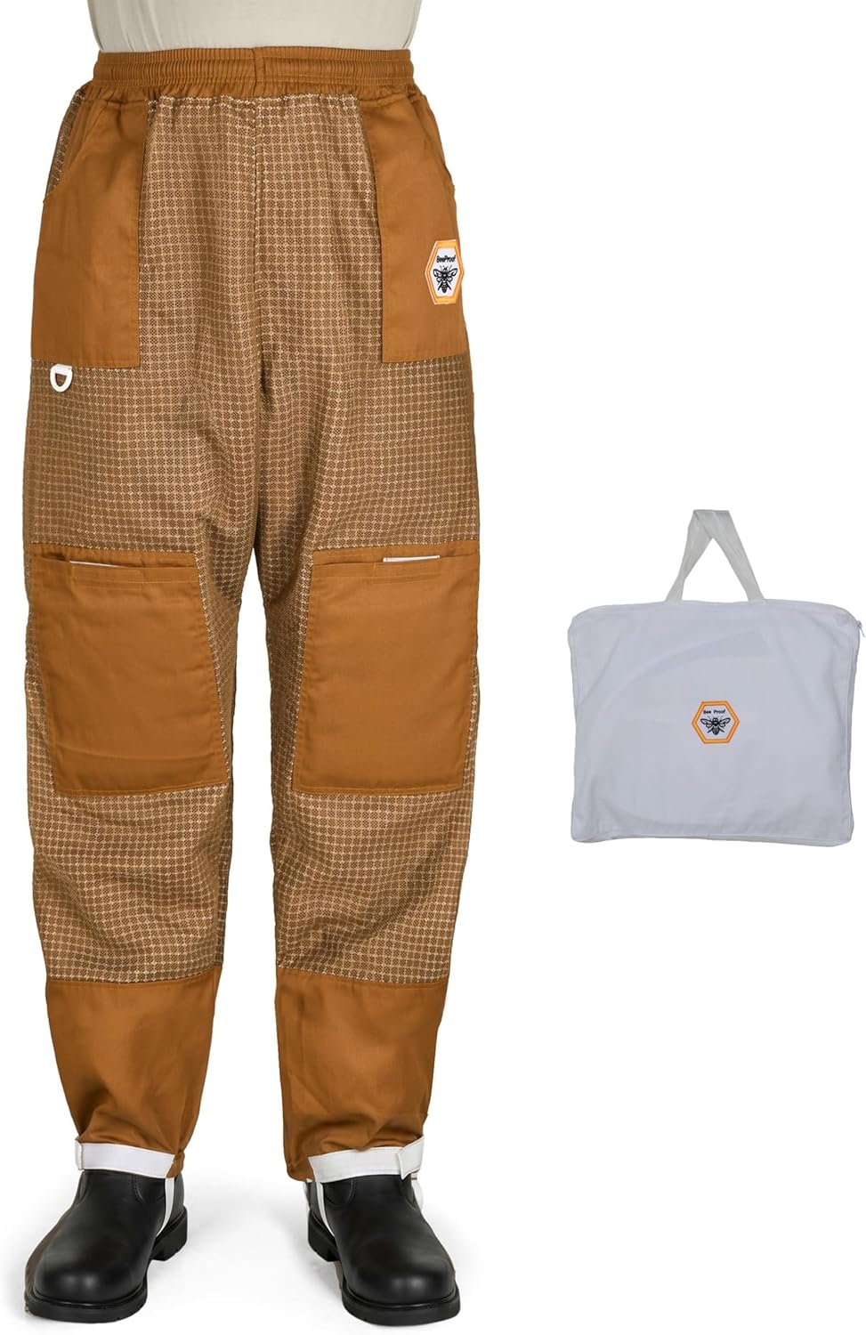 BP-351 Beekeeping Pant Ventilated Three Layer Mesh with Leg High YKK Zippers & Pockets White & Brown