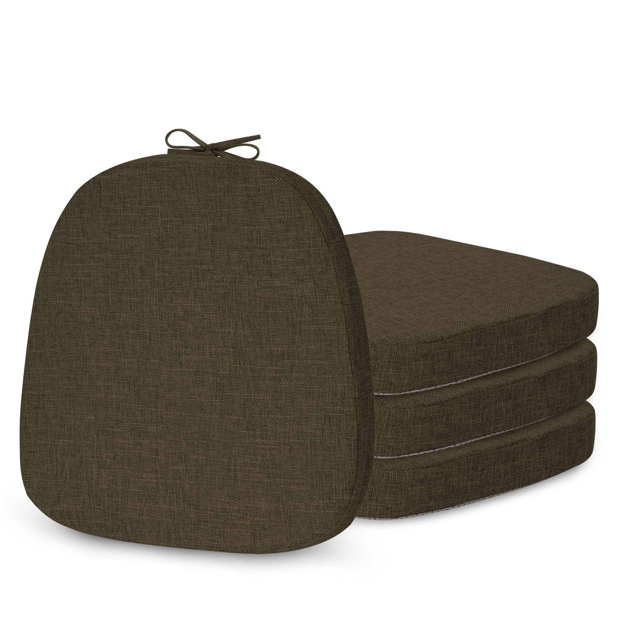 ELFJOY 4 Pack Chair Cushions for Metal Chair Memory Foam Non Slip Chair Pads with Ties Comfortable Indoor Seat Cushions for Kitchen Chairs 14"x14"x2"