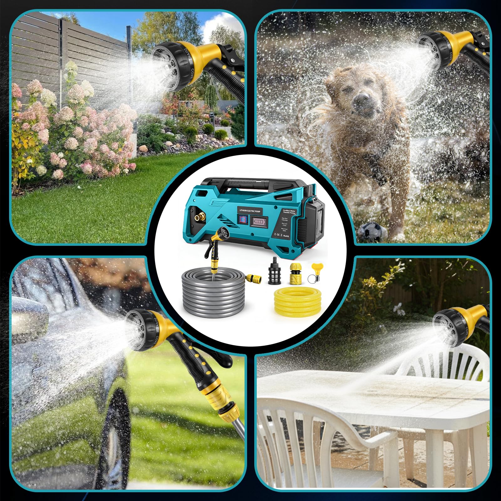 Pompa dell'acqua compatibile con batteria Makita da 18 V, senza fili, pompa elettrica autoadescante per casa, piscina, camper, giardino, vasca idromassaggio, stagno acquario (senza batteria)