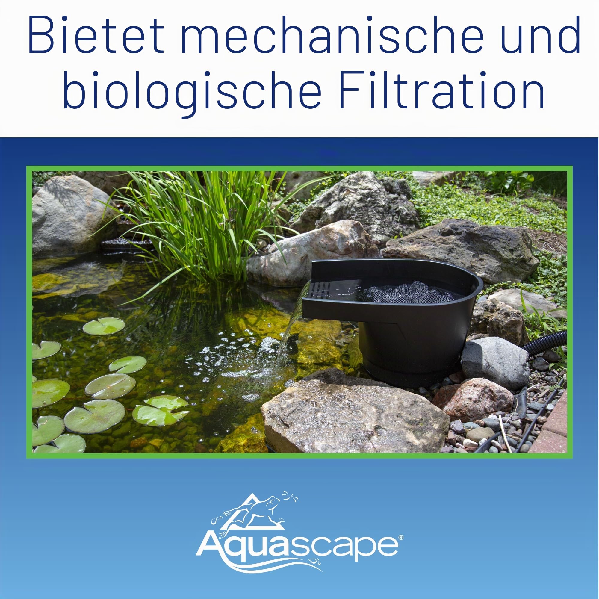 Aquascape 77020 Teichfilter und Wasserfall, effiziente mechanische und biologische Filtration, kompakt
