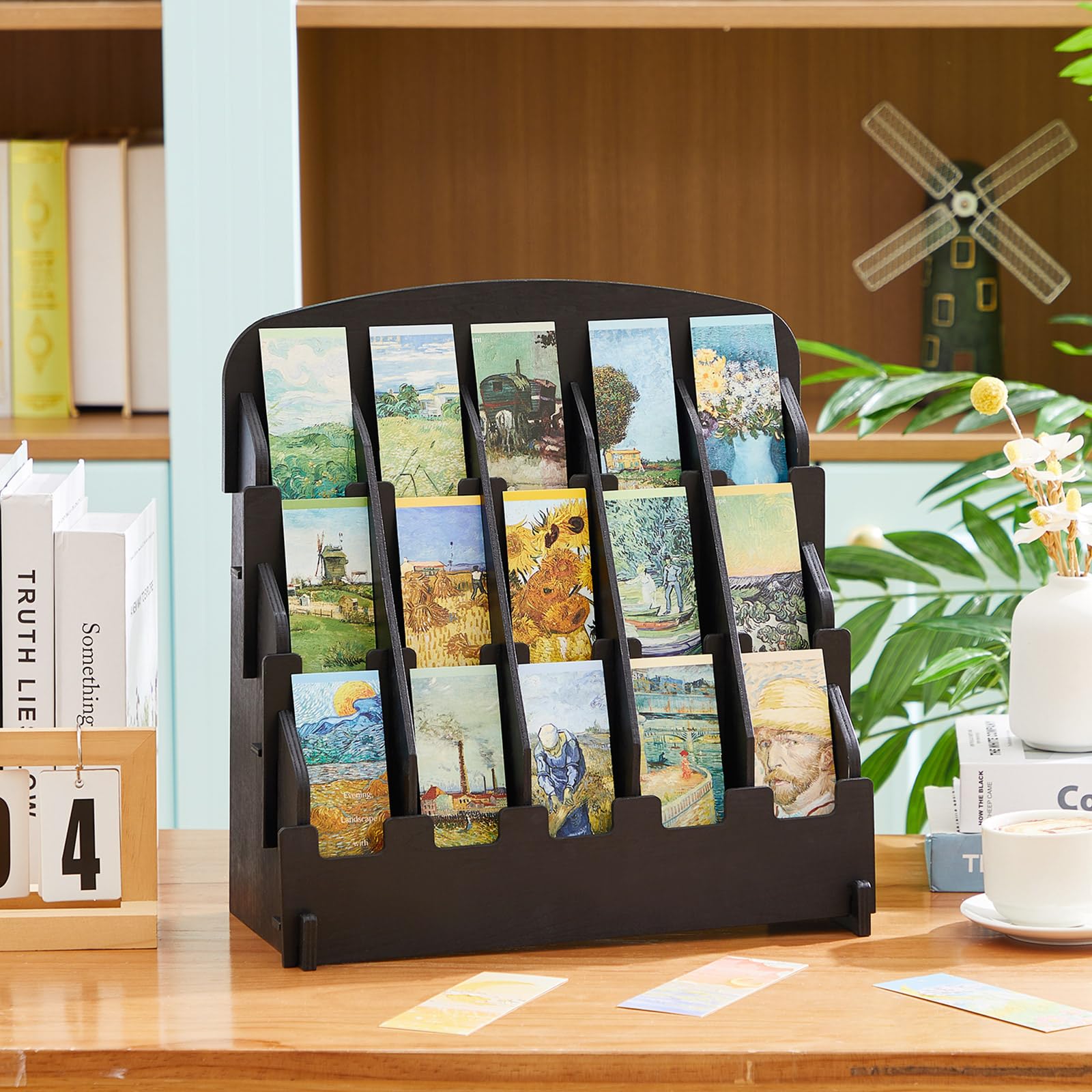 Yuntau Marcapáginas para marcapáginas de 2.2 pulgadas, soporte portátil para calcomanías, soporte ajustable, bolsillos curvos, exhibición de tarjetas de felicitación para vendedores de negocios