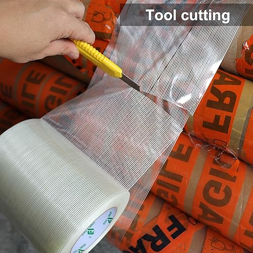 Miniatura 6 de BOMEI PACK Cinta de fleje ancha 6inch, cinta de embalaje reforzada resistente, cinta de filamento de fibra de vidrio 60yds 5.5Mil