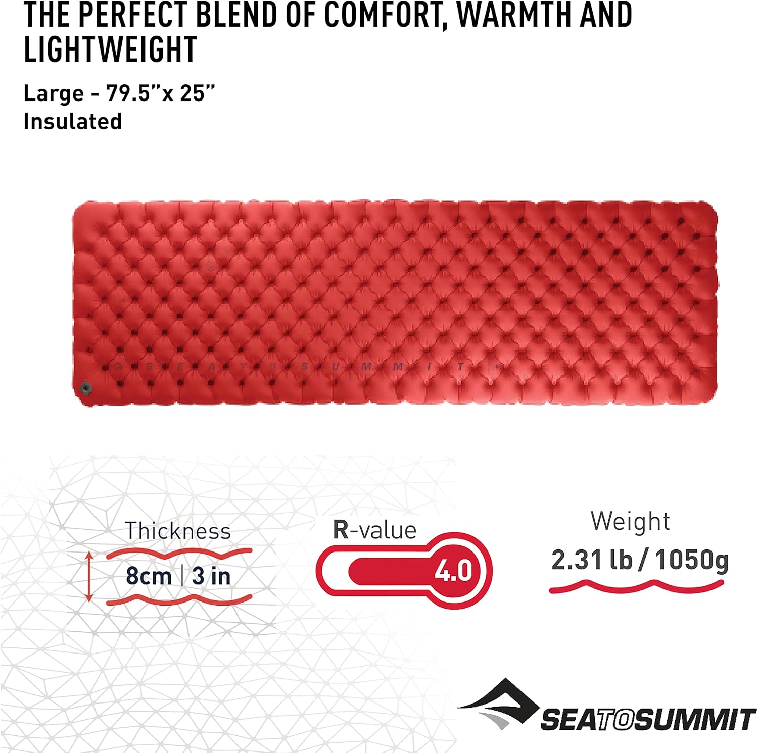Sea to Summit Comfort Plus XT Extra-Thick Insulated Camping Air Mattress, Large (79.5 x 26 x 3 inches)