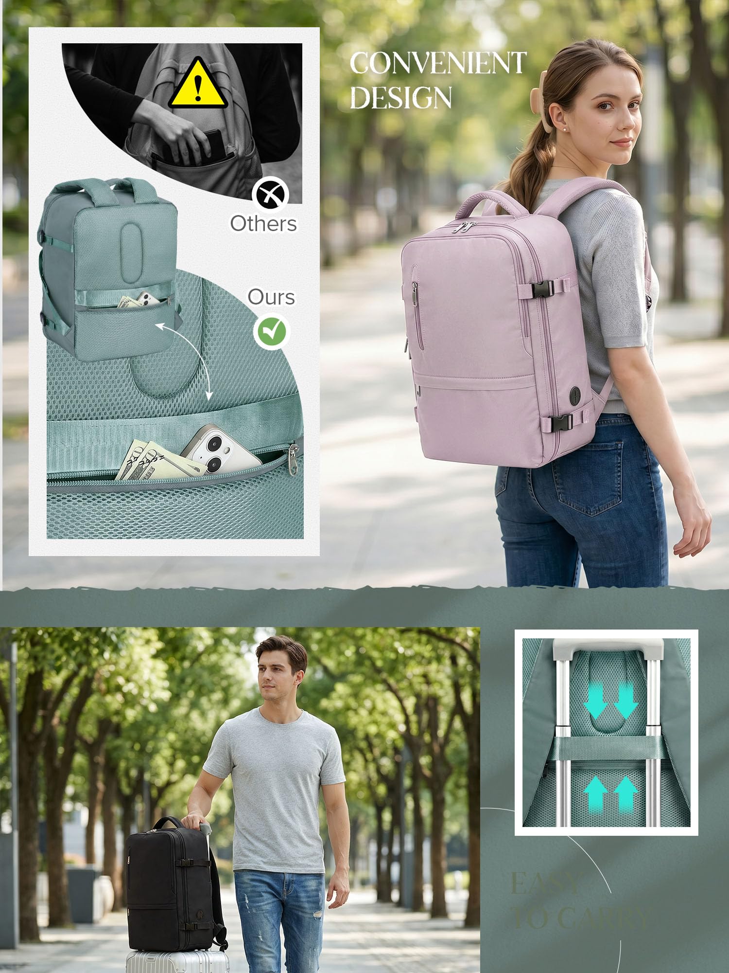 Hayayu Mochila 40x30x20 cm 24l Ryanair Cabina Equipaje de Mano Bolsa Viaje Antirrobo
