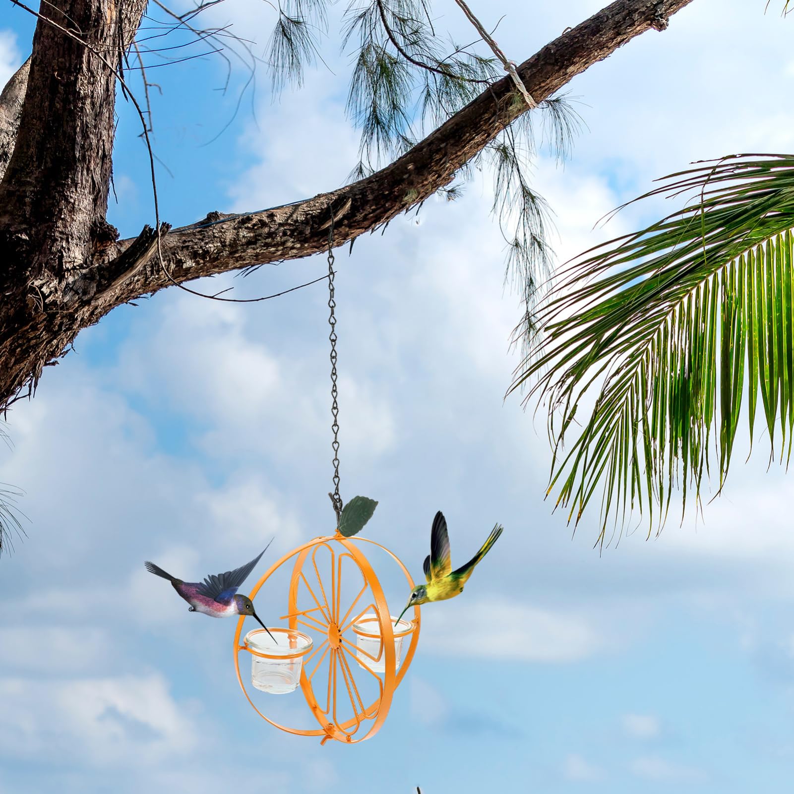 YARNOW 2 Pz Mangiatoia Per Colibrì Distributore Animale Domestico Gabbia Vasca Per Uccelli Telecamera Per Mangiatoia Per Uccelli Voliera Alimentatori Orange Acciaio Inossidabile
