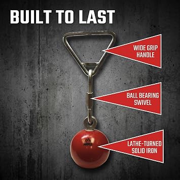 Amber Fight Gear Throwing Weight Hammer - Lathe Turned Solid Iron Track and Field Equipment - Practice Field Ball with Ball Bearing Swivel and Wide Handle - 12 lb to 56 lb Weights
