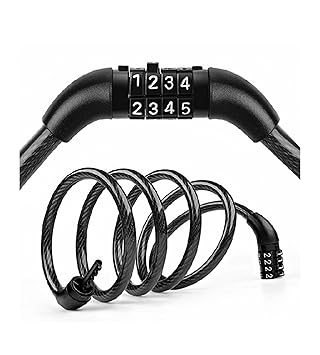 Lock Chain Secure Lock with 4 Digit Numeric Cable for Helmet Bike Motorcycle Bicycle Bag Luggage Garage Door and Grill (Black, Free Size)