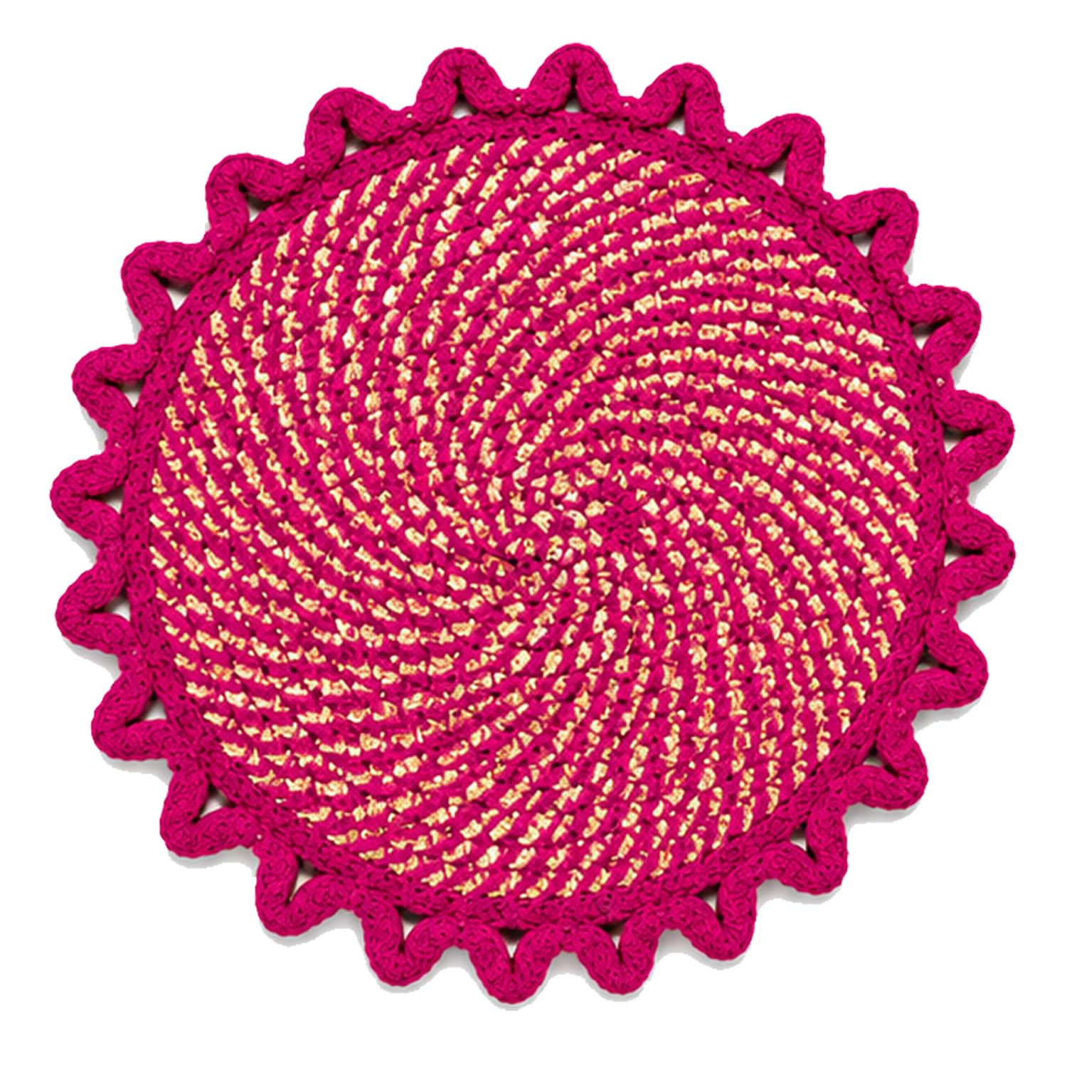 BENAVJI Handmade Round Cotton Floor Mat 15 Inch - Pink - Pack of 1-image-47